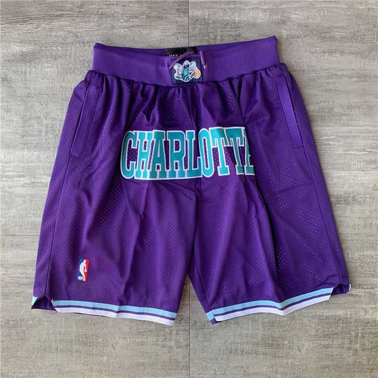 Men NBA 2021 Charlotte Hornets Purple Shorts